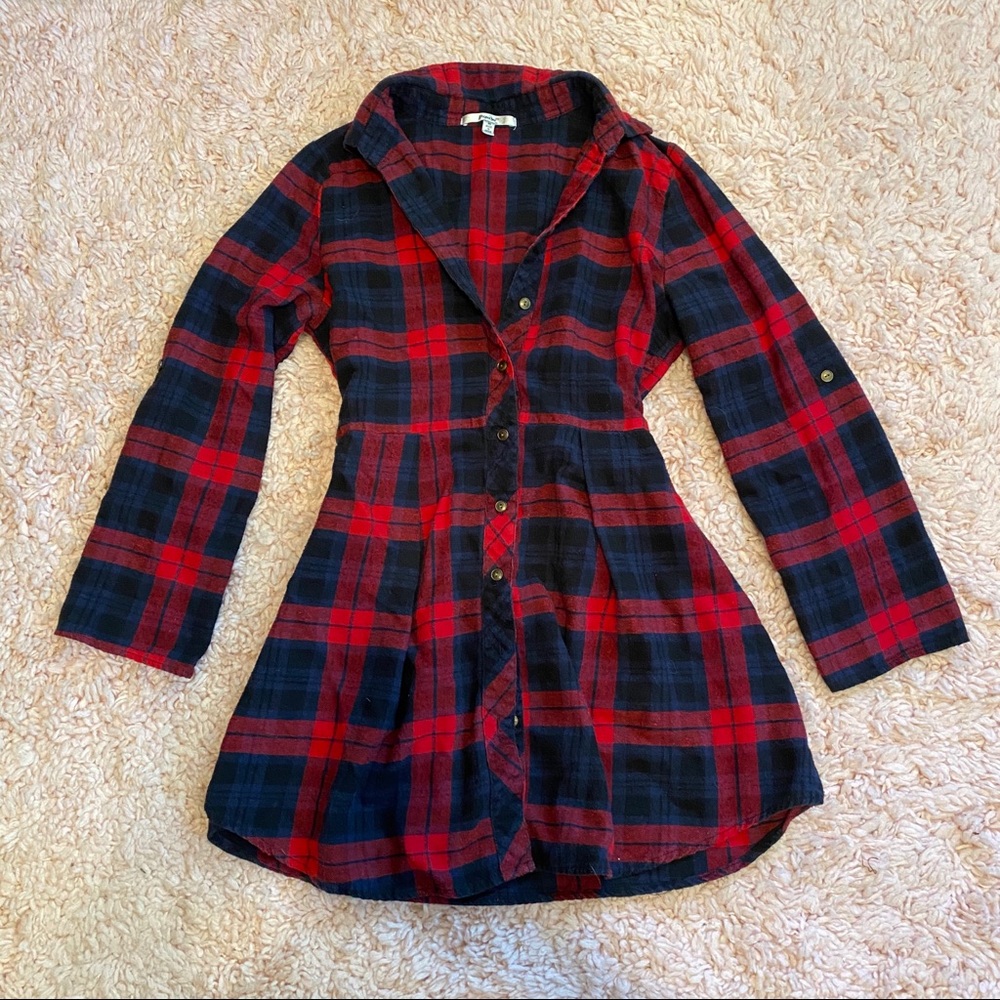 Red and black plaid dress/Cover-up